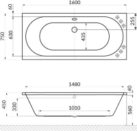 Акриловая ванна Excellent Oceana WAEX.OCE16.RELAX 160x75 см, встраиваемая, с гидромассажем, белая, с каркасом, со сливом-переливом