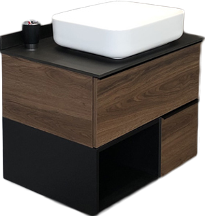 Тумба под раковину со столешницей Comforty Штутгарт 75 подвесная, дуб тёмно-коричневый