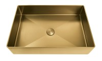 Накладная раковина AltroBagno Solido 001021 OrSp 60 матовое золото, прямоугольная, нержавеющая сталь