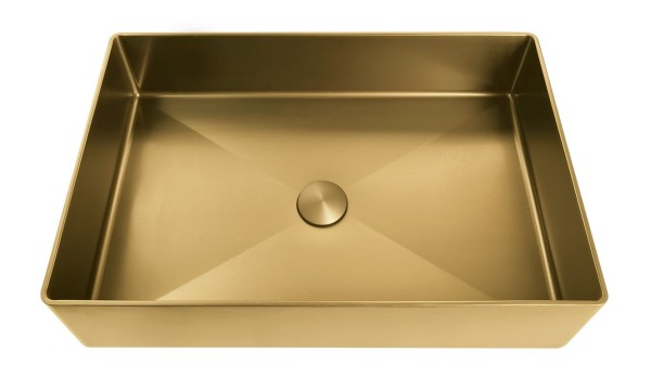 Накладная раковина AltroBagno Solido 001021 OrSp 60 матовое золото, прямоугольная, нержавеющая сталь