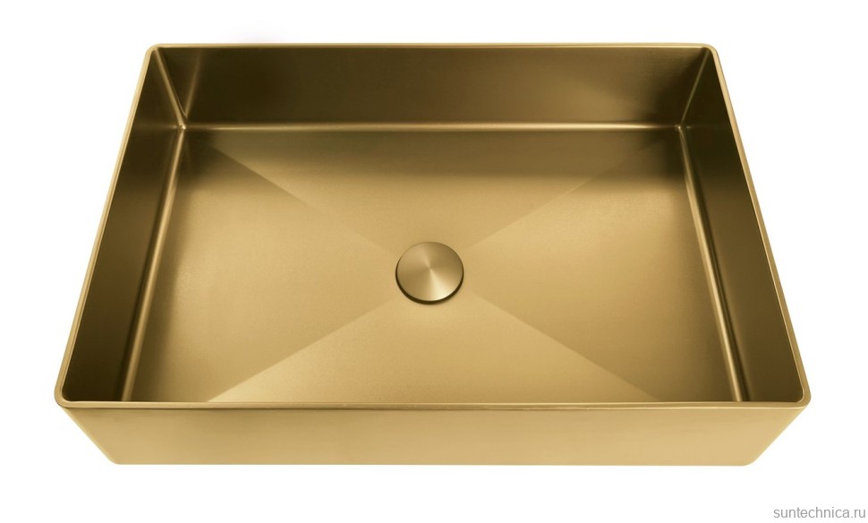 Накладная раковина AltroBagno Solido 001021 OrSp 60 матовое золото, прямоугольная, нержавеющая сталь