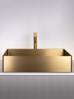 Накладная раковина AltroBagno Solido 001021 OrSp 60 матовое золото, прямоугольная, нержавеющая сталь