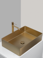 Накладная раковина AltroBagno Solido 001021 OrSp 60 матовое золото, прямоугольная, нержавеющая сталь