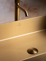 Накладная раковина AltroBagno Solido 001021 OrSp 60 матовое золото, прямоугольная, нержавеющая сталь