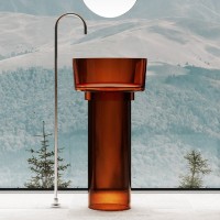 Раковина напольная Abber Kristall AT2702Opal-H 45 глянцевая коричневая, круглая, моноблок