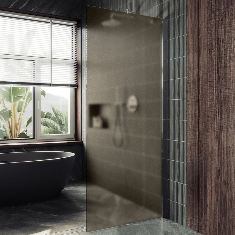 Душевая перегородка Maybahglass MGD-697-5ш 79 см, профиль хром матовый, стекло бронза матовое