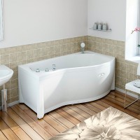 Акриловая ванна Radomir Vannesa Massage Миранда 2-77-2-2-0-209 актив, R 170x95 см, угловая, правая, пристенная, с гидромассажем, белая, асимметричная, с каркасом, с экраном, со сливом-переливом