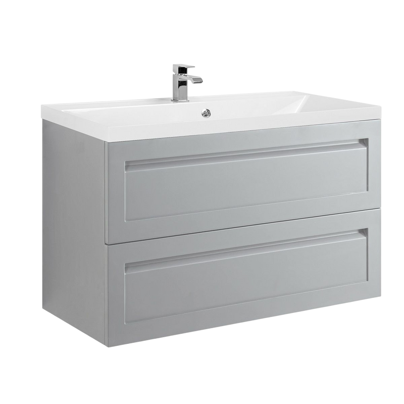 Тумба с раковиной Art&Max Platino 100 подвесная, светло-серая матовая