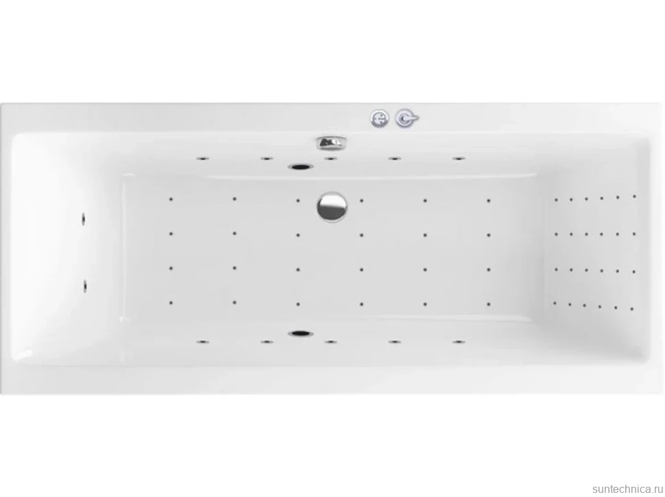 Акриловая ванна Excellent Pryzmat Slim Pryzmat Slim WAEX.PRY18S.NANO 180x80 см, встраиваемая, с гидромассажем, белая, со сливом-переливом
