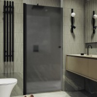 Душевая дверь в нишу Maybahglass MGD-813-6 90 см, профиль черный, стекло графит матовое