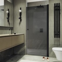 Душевая дверь в нишу Maybahglass MGD-813-6 90 см, профиль черный, стекло графит матовое