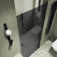 Душевая дверь в нишу Maybahglass MGD-813-6 90 см, профиль черный, стекло графит матовое