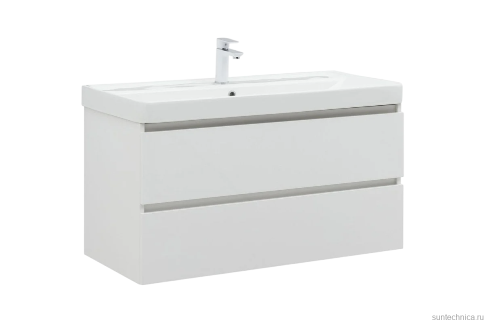 Тумба под раковину без столешницы Aquanet Вега 100 подвесная, белая глянцевая