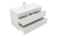 Тумба под раковину без столешницы Aquanet Вега 100 подвесная, белая глянцевая