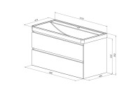 Тумба под раковину без столешницы Aquanet Вега 100 подвесная, белая глянцевая