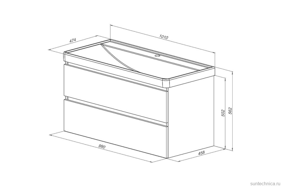 Тумба под раковину без столешницы Aquanet Вега 100 подвесная, белая глянцевая