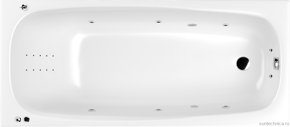 Акриловая ванна WHITECROSS Layla Smart Nano 170x75 см, встраиваемая, с гидромассажем, белый глянец, с каркасом, со сливом-переливом