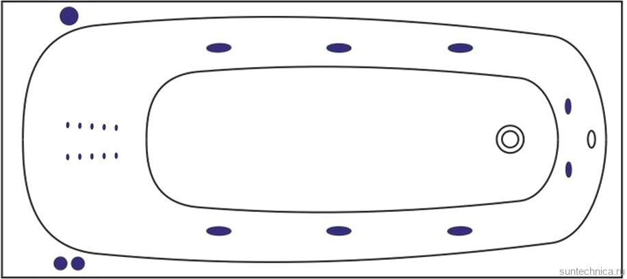 Акриловая ванна WHITECROSS Layla Smart Nano 170x75 см, встраиваемая, с гидромассажем, белый глянец, с каркасом, со сливом-переливом