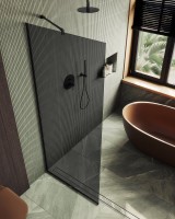 Душевая перегородка Maybahglass MGD-681-6у 109 см, профиль черный, стекло графит