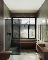 Душевая перегородка Maybahglass MGD-681-6у 109 см, профиль черный, стекло графит