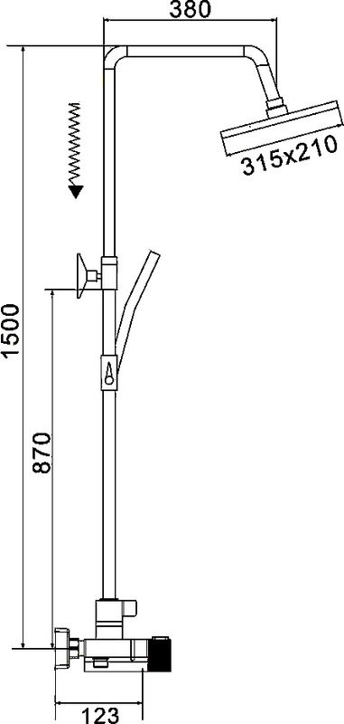 Душевая стойка Rose R1896-6 с термостатом, хром