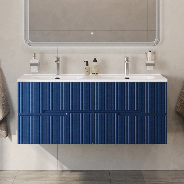 Тумба с раковиной Cezares Duet 120 sapfiro, раковина Cezares CZR-8095-120-2 двойная