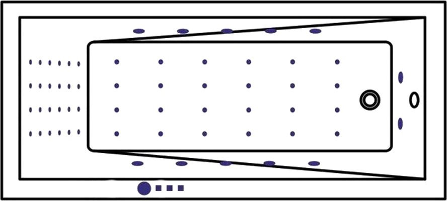 Акриловая ванна WHITECROSS Wave Slim Nano 160x80 см, встраиваемая, с гидромассажем, белый глянец, с каркасом, со сливом-переливом, фурнитура золото