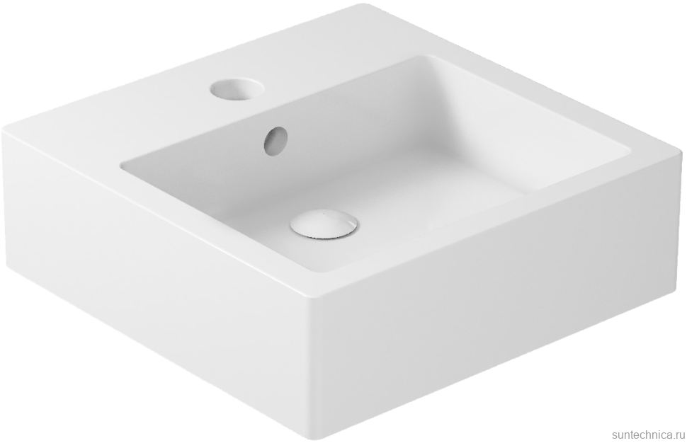 Накладная раковина Galassia Plus Design 6022 48 глянцевая белая, квадратная, фаянс, с 1 отверстием под смеситель