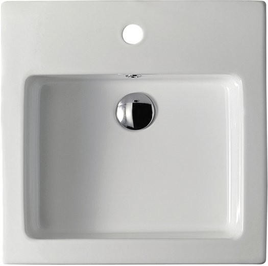 Накладная раковина Galassia Plus Design 6022 48 глянцевая белая, квадратная, фаянс, с 1 отверстием под смеситель