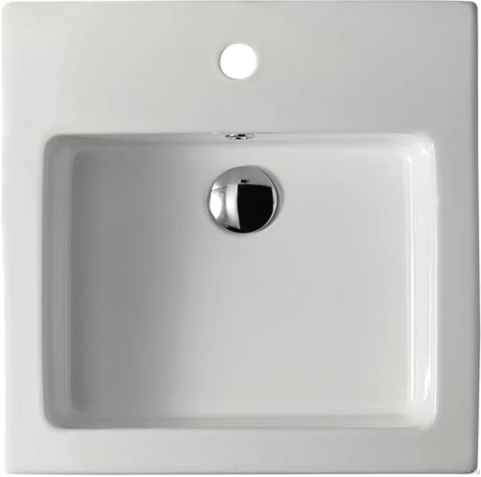 Накладная раковина Galassia Plus Design 6022 48 глянцевая белая, квадратная, фаянс, с 1 отверстием под смеситель
