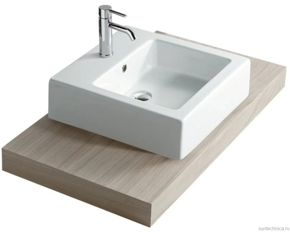 Накладная раковина Galassia Plus Design 6022 48 глянцевая белая, квадратная, фаянс, с 1 отверстием под смеситель