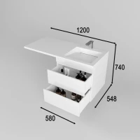 Тумба с раковиной Style Line Даллас Леон 120 R Люкс Plus подвесная, белая, для стиральной машины