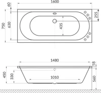 Акриловая ванна Excellent Oceana Slim WAEX.OCE16WHS 160x75 см, встраиваемая, белая, с каркасом