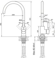 Комплект Мойка Paulmark Brilon PM104546-BLM черный металлик + Смеситель Holstein Ho212063-418 черный металлик