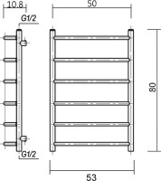 Полотенцесушитель водяной Domoterm Лаура П6 50x80, хром