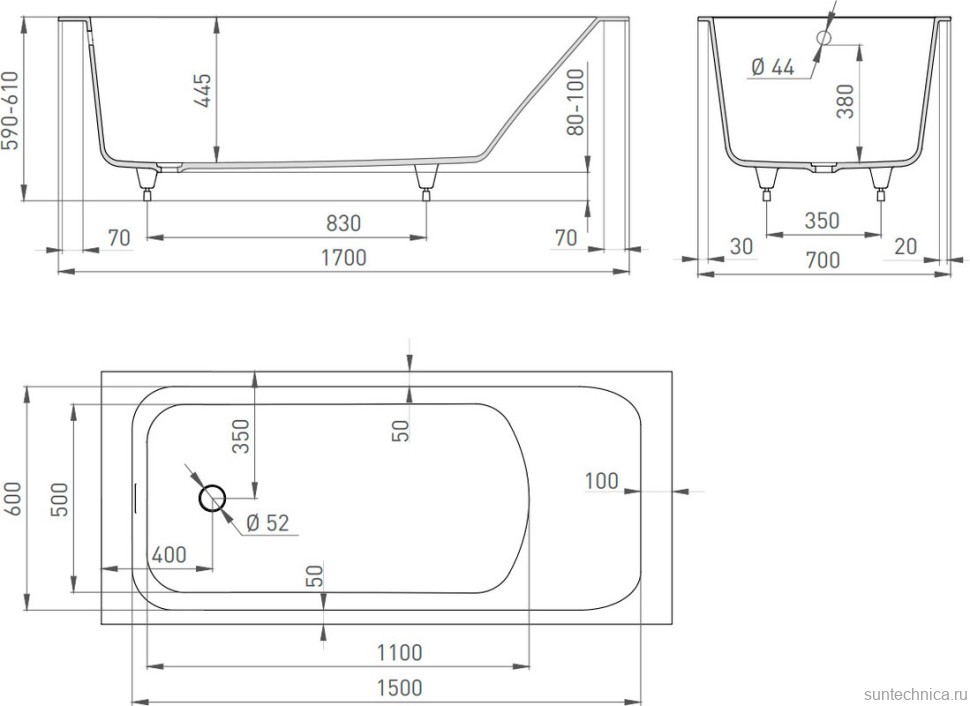 Ванна из искусственного камня Salini Orlanda S-Sense 170x70 см, встраиваемая, матовая белая