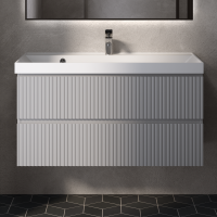 Тумба с раковиной AQUAme S1 100 подвесная, 2 ящика, серая