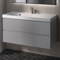 Тумба с раковиной AQUAme S1 100 подвесная, 2 ящика, серая