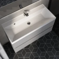 Тумба с раковиной AQUAme S1 100 подвесная, 2 ящика, серая