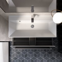 Тумба с раковиной AQUAme S1 100 подвесная, 2 ящика, серая