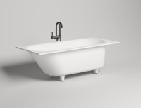 Ванна из искусственного камня Salini Ornella S-Sense 170x80 см, встраиваемая, матовая белая, на ножках
