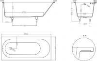 Ванна из искусственного камня Salini Ornella S-Sense 170x80 см, встраиваемая, матовая белая, на ножках