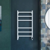 Полотенцесушитель электрический Grota Nosto 530х1000 RAL9016 EL 100x55 см, подключение справа, слева, скрытое подключение справа, матовый белый, лесенка, из стали