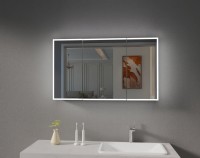 Зеркальный шкаф Esbano ES-3812D 120х70см для ванной с инфракрасным выключателем, с подогревом большой дверки, с крючком для фена, с LED-подсветкой корпуса и внутренней подсветкой двух отделов