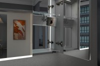 Зеркальный шкаф Esbano ES-3812D 120х70см для ванной с инфракрасным выключателем, с подогревом большой дверки, с крючком для фена, с LED-подсветкой корпуса и внутренней подсветкой двух отделов