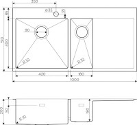 Мойка кухонная Omoikiri Akisame 100-2-LG-L светлое золото