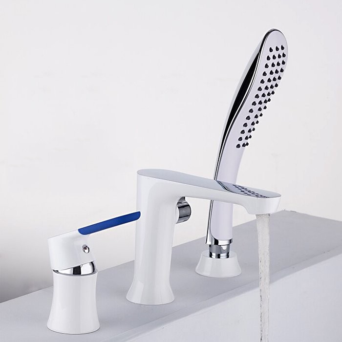 Смеситель на борт ванны Frap H34 F1134 белый, хром