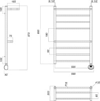 Полотенцесушитель электрический Domoterm Медея сп2 П8 50x80 ER, хром, R