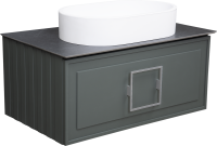 Тумба с раковиной La Fenice Cubo 80 подвесная, grigio, ручка хром, столешница черный мрамор, раковина белая матовая