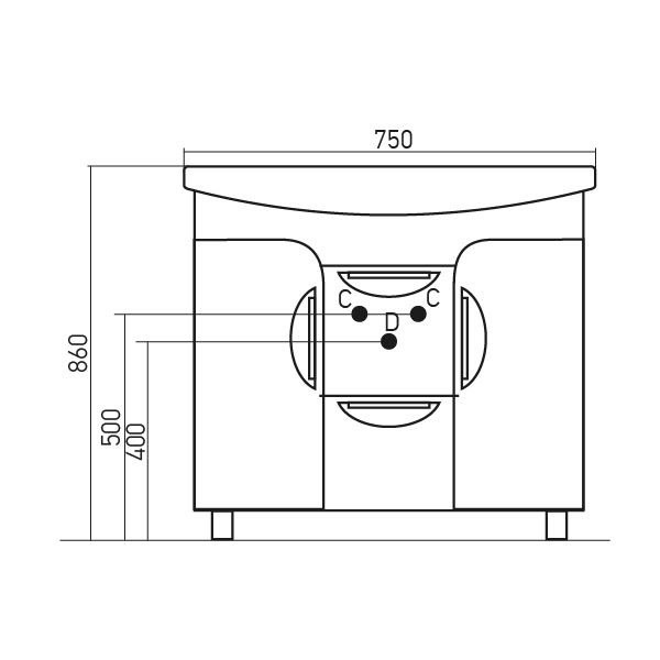 Тумба под раковину Элеганс-75 I тумба для ванной Mixline 75х31,4х86 Белый ПВХ